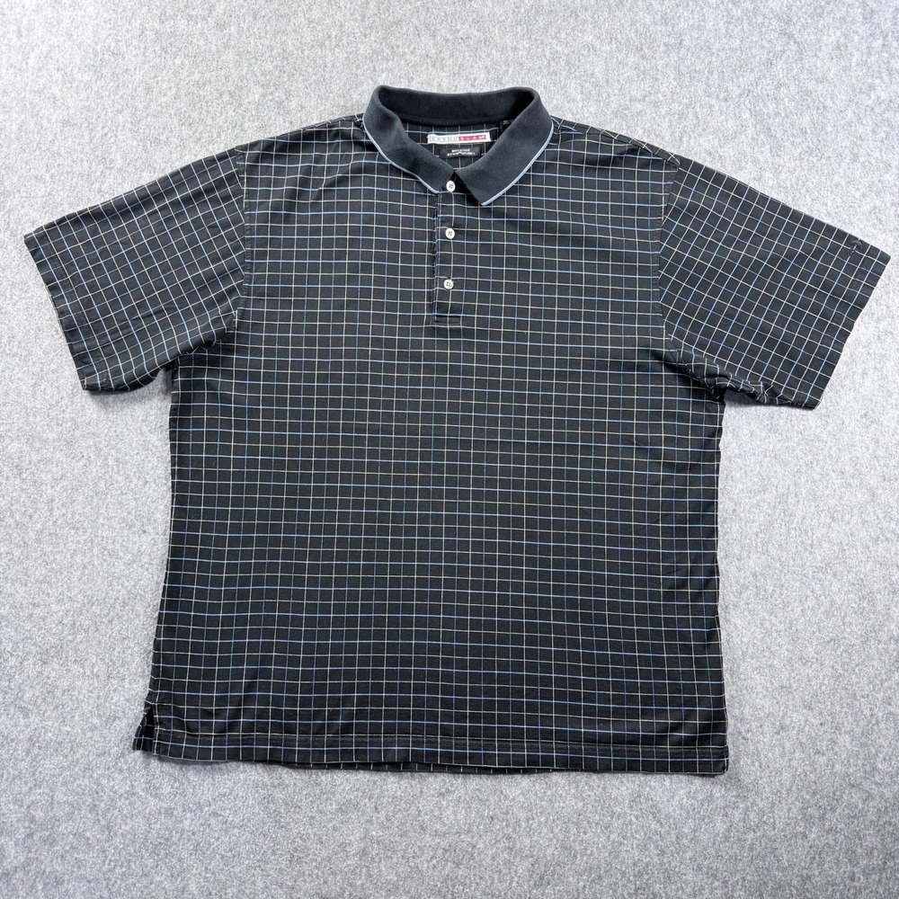Grand Slam Polo Shirt Men XXL Performance Black Windowpane Check Golf Preppy VTG